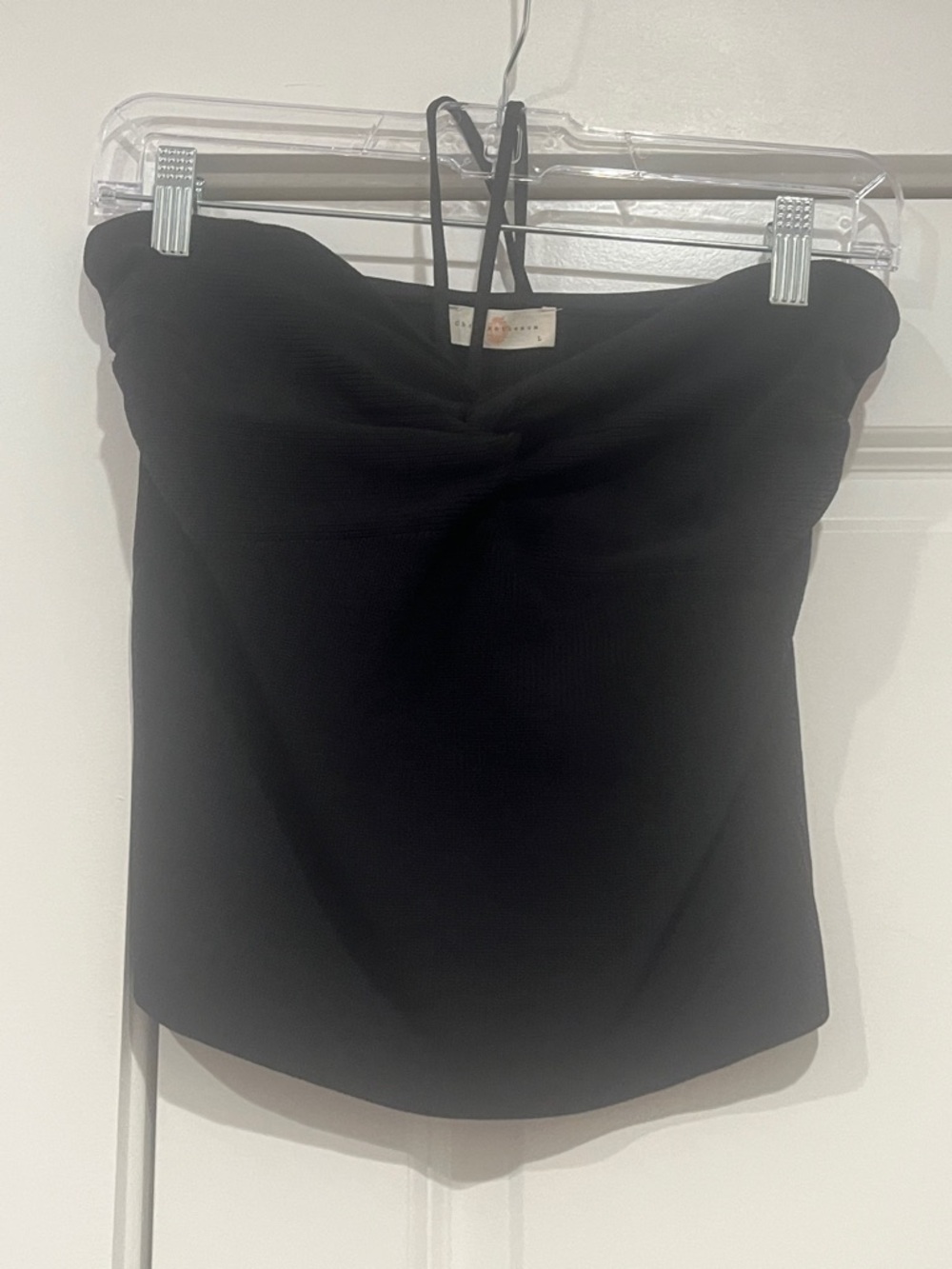 Black Strapless Crop Top with Thin Straps